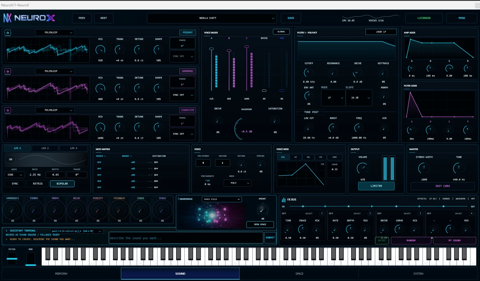 Authentic Neuro X VST3 SOUND UI, full screenshot